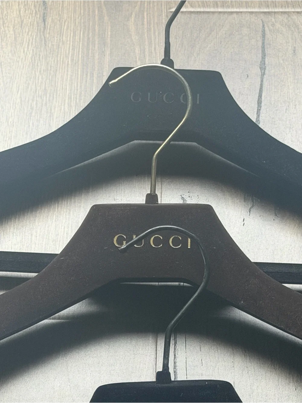 Gucci Velvet Hangers in 2 Black and 1 Brown